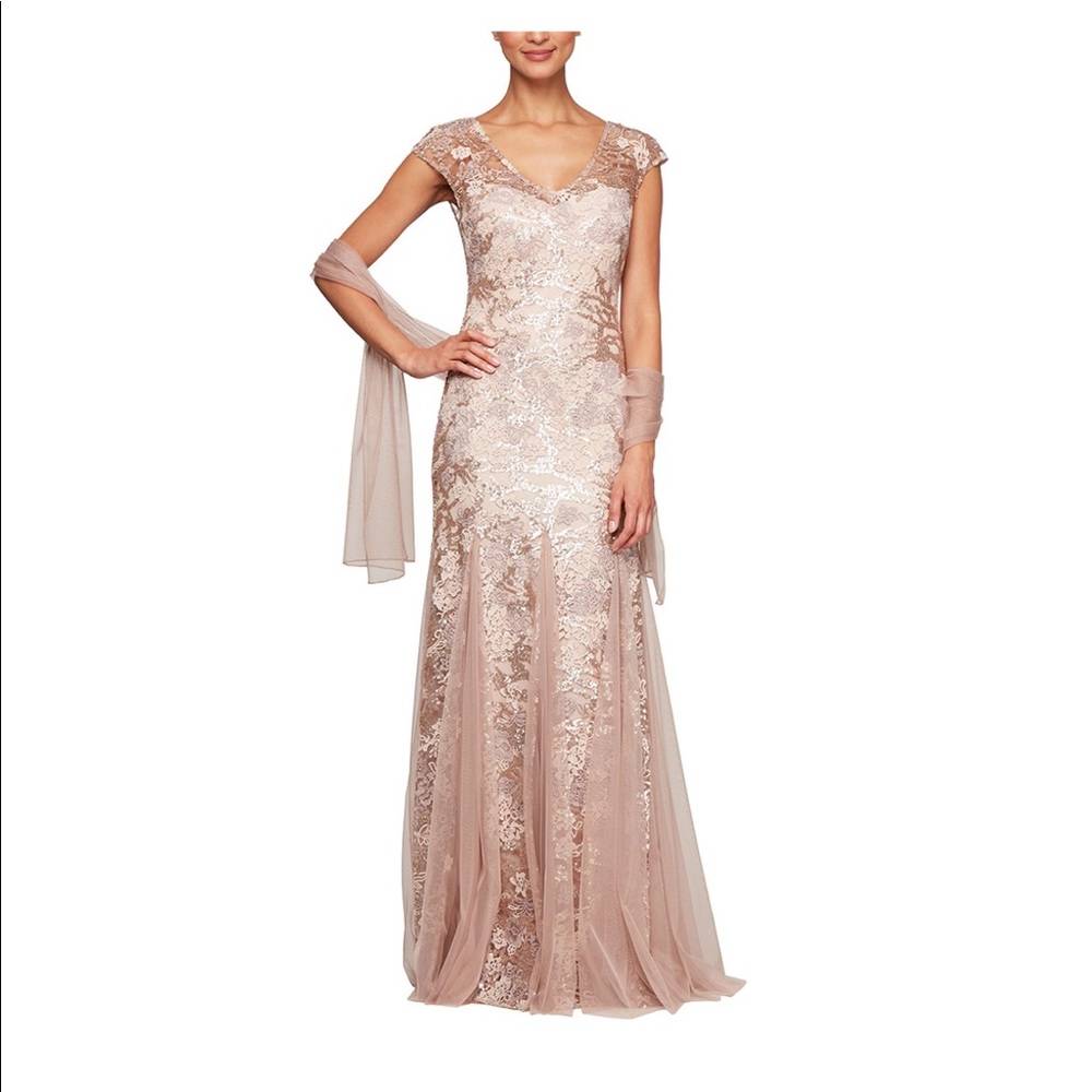 Long Embroidered Fit & Flare Dress